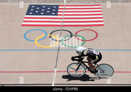 Colorado Springs, Colorado, États-Unis. 19 Sep, 2015. Lindenwood University's, Emily, Bramel au cours de l'USA Cycling Collegiate Voie Championnats Nationaux, United States Olympic Training Center vélodrome, Colorado Springs, Colorado. Credit : csm/Alamy Live News Banque D'Images