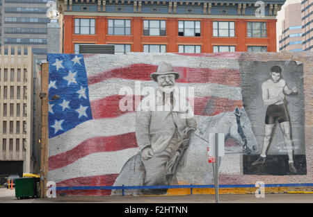 Une fresque dédiée au boxeur et philanthrope William Harrison 'Jack' Dempsey, Denver CO Banque D'Images