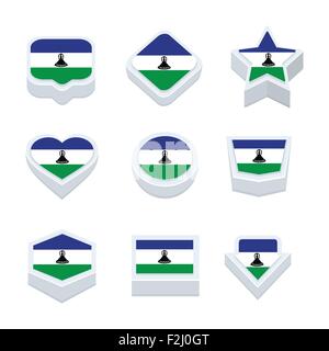 Le Lesotho drapeaux d'icônes et d'option styles neuf Illustration de Vecteur