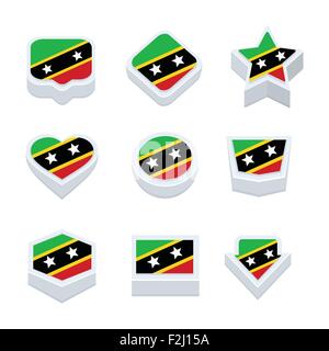 St Kitts & Nevis icônes drapeaux et jeu de boutons styles neuf Illustration de Vecteur