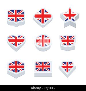 Royaume-uni les icônes de drapeaux et d'option styles neuf Illustration de Vecteur