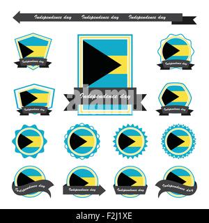 Le jour de l'indépendance des Bahamas conception infographique drapeaux Illustration de Vecteur