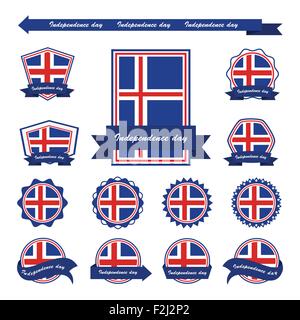 Le jour de l'indépendance de l'Islande conception infographique drapeaux Illustration de Vecteur