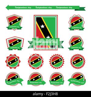 St Kitts & Nevis date de l'indépendance de la conception infographique drapeaux Illustration de Vecteur