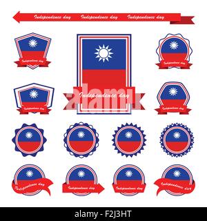 Le jour de l'indépendance de Taiwan Design infographique drapeaux Illustration de Vecteur