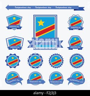 La République démocratique du congo date de l'indépendance de la conception infographique drapeaux Illustration de Vecteur