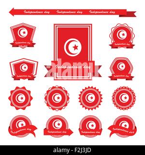 Le jour de l'indépendance de la Tunisie conception infographique drapeaux Illustration de Vecteur