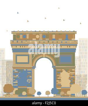 La couleur de l'Arc de Triomphe, Paris, France. Vector illustration Illustration de Vecteur