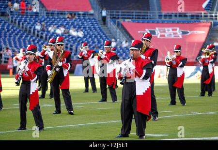 San Diego, CA. 19 Sep, 2015. San Diego State University Marching Band avant l'Université d'Etat de San Diego Aztèques' accueil dans la perte des heures supplémentaires à l'Université de South Alabama Jaguars chez Qualcomm Stadium de San Diego, CA. Justin Cooper/CSM/Alamy Live News Banque D'Images