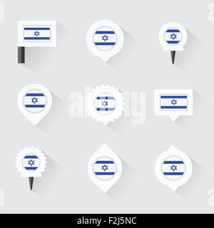 Drapeau d'Israël et des broches pour l'Infographie et conception de carte Illustration de Vecteur