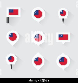 Drapeau samoa et des broches pour l'Infographie et conception de carte Illustration de Vecteur