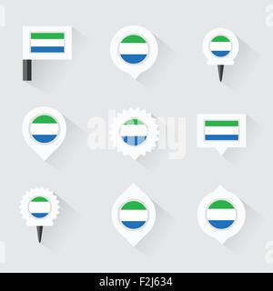 Drapeau de la Sierra Leone et des broches pour l'Infographie et conception de carte Illustration de Vecteur