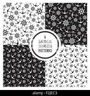 Seamless pattern set nautique Illustration de Vecteur