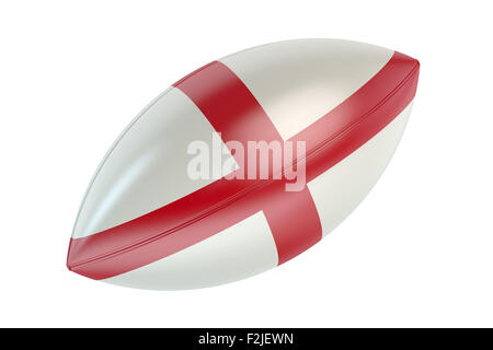 Ballon de rugby avec le drapeau de l'Angleterre isolé sur fond blanc Banque D'Images