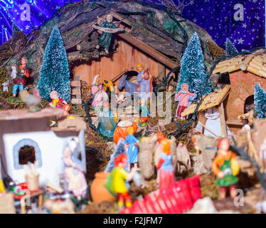 Vue sur scène de la nativité, en italien appelé Presepe Banque D'Images