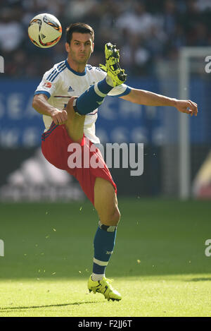 Hambourg, Allemagne. 19 Sep, 2015. Emir Spahic de Hambourg en action au cours de la Bundesliga match de foot entre Hambourg SV et de l'Eintracht Francfort à Hambourg, Allemagne, 19 septembre 2015. Photo : DANIEL REINHARDT/dpa/Alamy Live News Banque D'Images