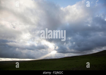 Lumière du soir juste avant le coucher du soleil plus de Coverdale dans le Nord du Yorkshire, England, UK. Il est accessible par une piste unique r Banque D'Images