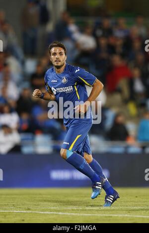 Getafe, Espagne. 18 Sep, 2015. Pedro Leon (Getafe) Football/soccer : espagnol 'Liga BBVA' match entre Getafe 1-0 Malaga CF au Coliseum Alfonso Perez de Getafe, Espagne . © Kawamori Mutsu/AFLO/Alamy Live News Banque D'Images