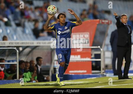 Getafe, Espagne. 18 Sep, 2015. Damian Suarez (Getafe) Football/soccer : espagnol 'Liga BBVA' match entre Getafe 1-0 Malaga CF au Coliseum Alfonso Perez de Getafe, Espagne . © Kawamori Mutsu/AFLO/Alamy Live News Banque D'Images