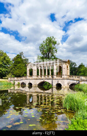 Le pont palladien, Stowe paysage de jardins, Stowe House, dans le Buckinghamshire, Angleterre, RU Banque D'Images