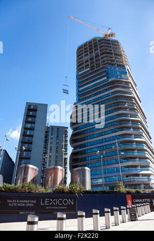 20 septembre 2015 - Construction du lexique et Canaletto dans Old Street - bâtiments résidentiels neufs Banque D'Images