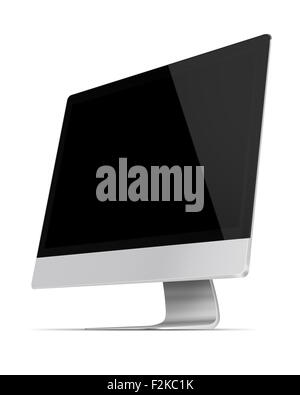 Une télévision écran écran d'ordinateur avec écran noir isolé sur fond blanc. Illustration très détaillée. Banque D'Images