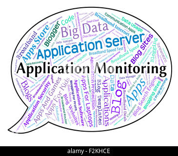 Application Monitoring Moniteurs représentant observateur et Word Banque D'Images