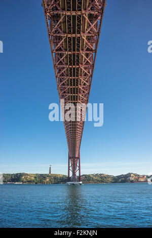 Sous le pont 25 de Abril à Lisbonne, Portugal. Banque D'Images