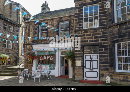 Le célèbre Sid's Cafe à partir de la série tv Last of the Summer Wine à Holmfirth dans West Yorkshire. Nord-ouest de l'Angleterre. Banque D'Images