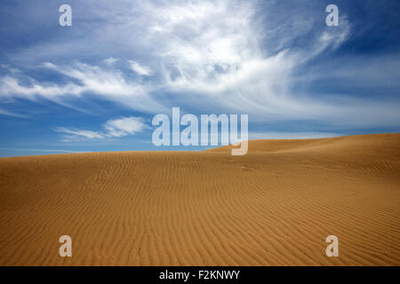 Des dunes, des dunes de sable de Maspalomas, la formation des nuages, des structures dans le sable, réserve naturelle, Gran Canaria, Îles Canaries, Espagne Banque D'Images