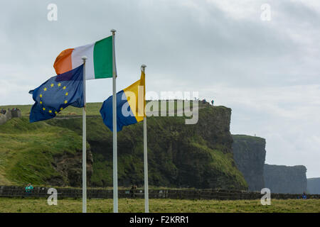 Les falaises de Moher le long de la manière sauvage de l'Atlantique sur la côte ouest de l'Irlande Banque D'Images