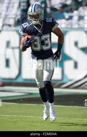 20 septembre 2015 : le receveur Dallas Cowboys Terrance Williams (83) en action pendant l'échauffement avant le match de la NFL entre les Dallas Cowboys et les Philadelphia Eagles au Lincoln Financial Field à Philadelphie, Pennsylvanie. Les Cowboys de Dallas a gagné 20-10. Christopher Szagola/CSM Banque D'Images