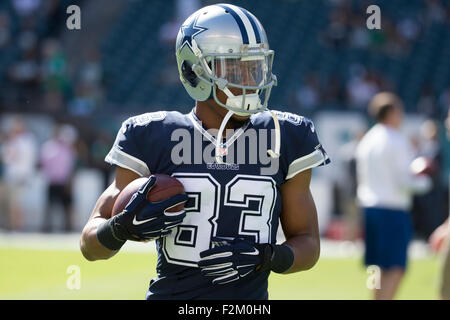 20 septembre 2015 : le receveur Dallas Cowboys Terrance Williams (83) en action pendant l'échauffement avant le match de la NFL entre les Dallas Cowboys et les Philadelphia Eagles au Lincoln Financial Field à Philadelphie, Pennsylvanie. Les Cowboys de Dallas a gagné 20-10. Christopher Szagola/CSM Banque D'Images