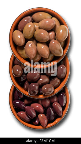 Bols avec trois type d'olives Banque D'Images