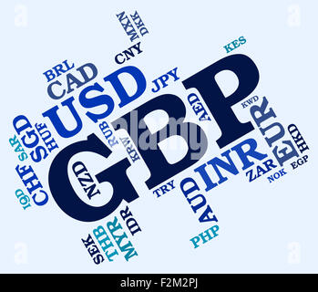 Gbp Monnaie indiquant Great British Pound et Worldwide Trading Banque D'Images