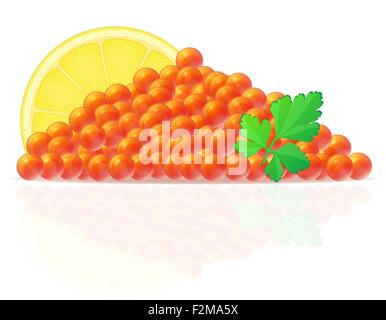 Caviar rouge avec citron et persil vector illustration isolé sur fond blanc Illustration de Vecteur