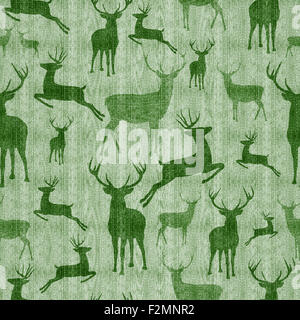 Modèle logique du renne hipster vintage green texture background idéal pour la saison de Noël. Banque D'Images