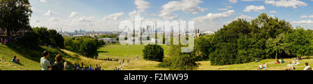 Panorama de Londres, Greenwich Park, Royal Naval College, vue de Londres, canary wharf Banque D'Images