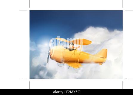 Avion dans les nuages, vector illustration Illustration de Vecteur