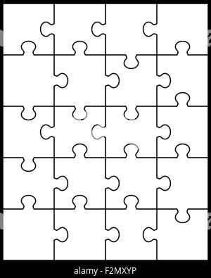 Vector Illustration de big white puzzle, pièces séparées Banque D'Images