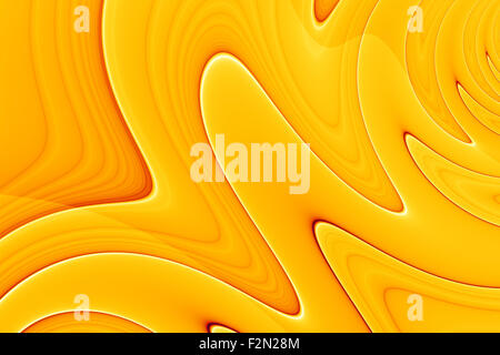 Résumé fond - peinture numérique avec résumé lignes courbes en orange et jaune Banque D'Images