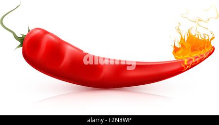 Les piments forts avec des flammes, vector Illustration de Vecteur