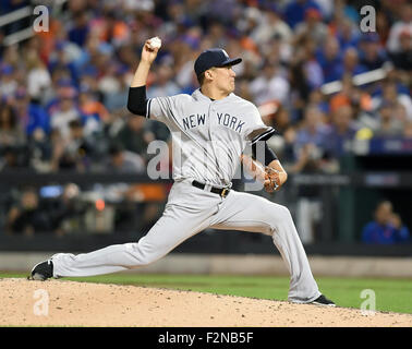 New York, USA. 18 Sep, 2015. Masahiro Tanaka (Yankees) : MLB New York Yankees starter Masahiro Tanaka emplacements contre les Mets de New York pendant un match de baseball à New York, États-Unis . © AFLO/Alamy Live News Banque D'Images