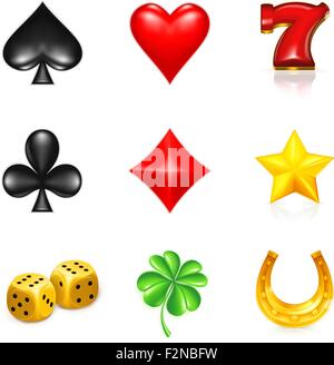 Gambling And Luck, icon set Illustration de Vecteur