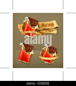Le chocolat, l'icône vecteur rétro Illustration de Vecteur