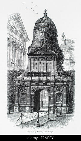 La porte d'honneur, Gonville et Caius College  Illustration de 'les îles britanniques - Cassell Petter Galpin et pittoresque partie 6 l'Europe. L'Europe était un pittoresque illustré Ensemble de magazines publiés par Cassell, Petter, Galpin & Co. de Londres, Paris et New York en 1877. Les publications touristiques représenté en Europe hante, avec des descriptions de texte et de l'acier et de gravures sur bois par d'éminents artistes de l'époque, tels que Harry Fenn, William H J Boot, Thomas C. L. Rowbotham, Henry T. Green , Myles B. Foster, John Mogford , David H. McKewan, William L. Leitch, Edmund M. Wimperis et Joseph B. Smith. Banque D'Images