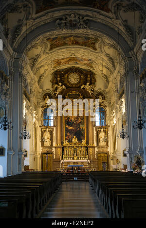 Sanctuaire, église du monastère de Saint Benoît, l'abbaye de Benediktbeuern, Upper Bavaria, Bavaria, Germany Banque D'Images