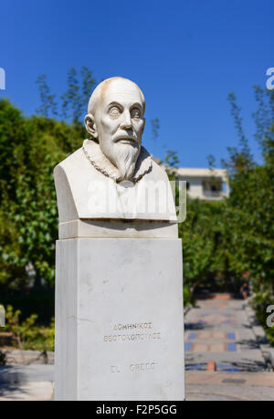 El Greco statue. Héraklion. La Crète. La Grèce. Banque D'Images