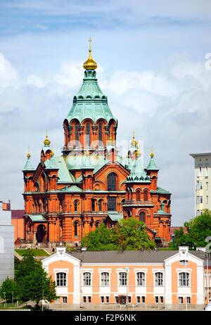 Helsinki, Finlande. La Cathédrale Uspenski cathédrale orthodoxe russe. 1868 Consacrée Banque D'Images