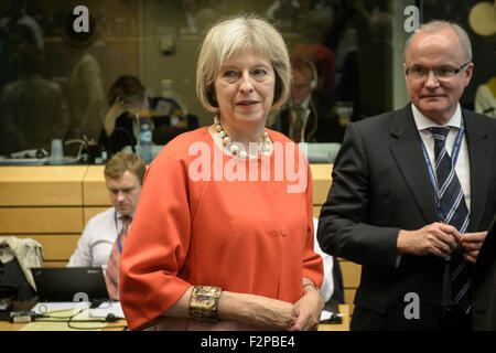 Bruxelles, Belgique. 22 Sep, 2015. De l'intérieur britannique Theresa mai au cours d'une justice européenne spéciale des ministres de l'intérieur du Conseil sur la crise de la migration à Bruxelles, Belgique le 22.09.2015 par Wiktor Dabkowski Wiktor Dabkowski/crédit : ZUMA Wire/Alamy Live News Banque D'Images